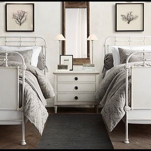 Restoration Hardware NWT gray paisley twin duvet cover 100% cotton $259 retail